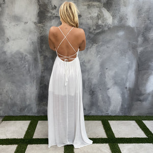 Seascape Crochet Maxi Dress in White - Dainty Hooligan