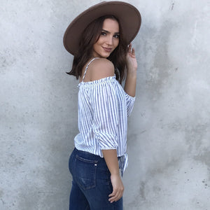 Sitting Pretty Blue Stripe Blouse - Dainty Hooligan