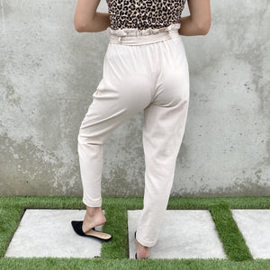 With Confidence Light Tan High Waisted Belted Pants - Dainty Hooligan