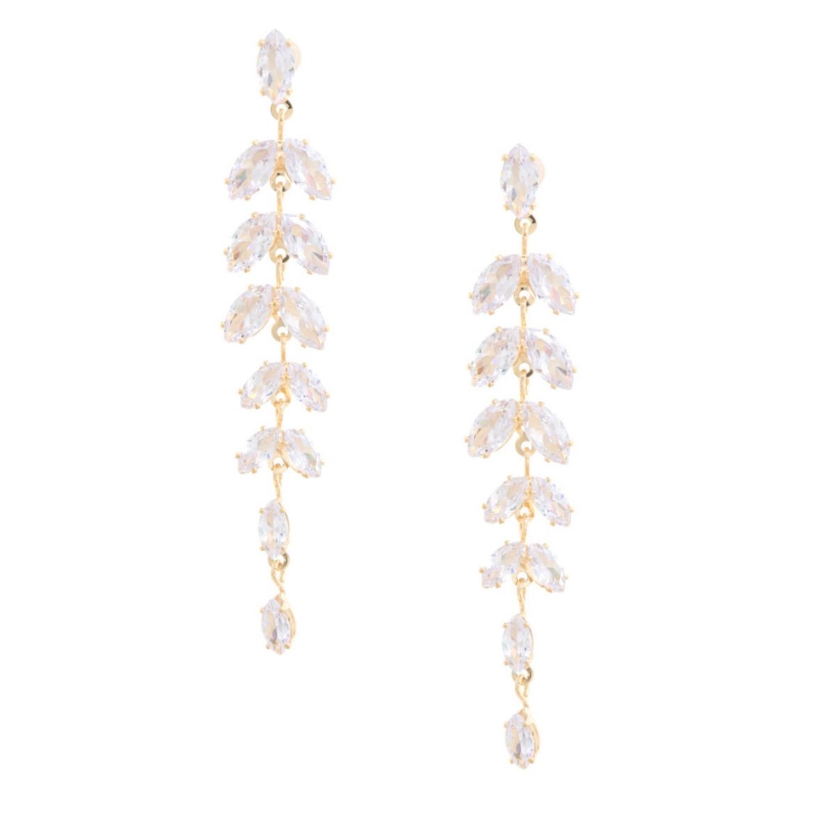 Fancy Flowery Crystal & Gold Earrings