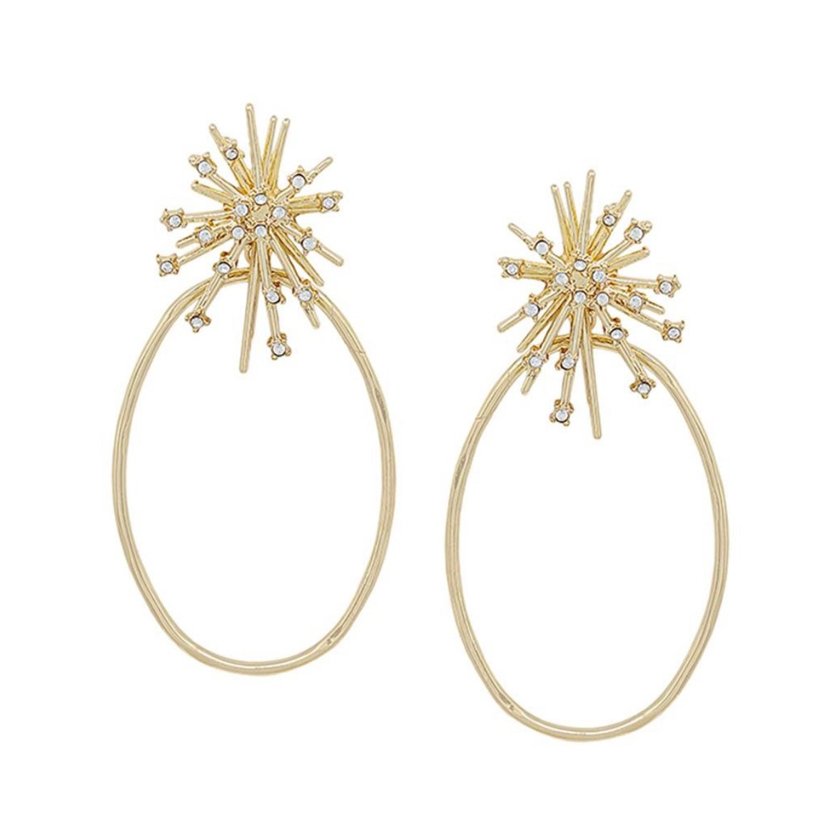 Starburst Crystal & Gold Hoop Earrings