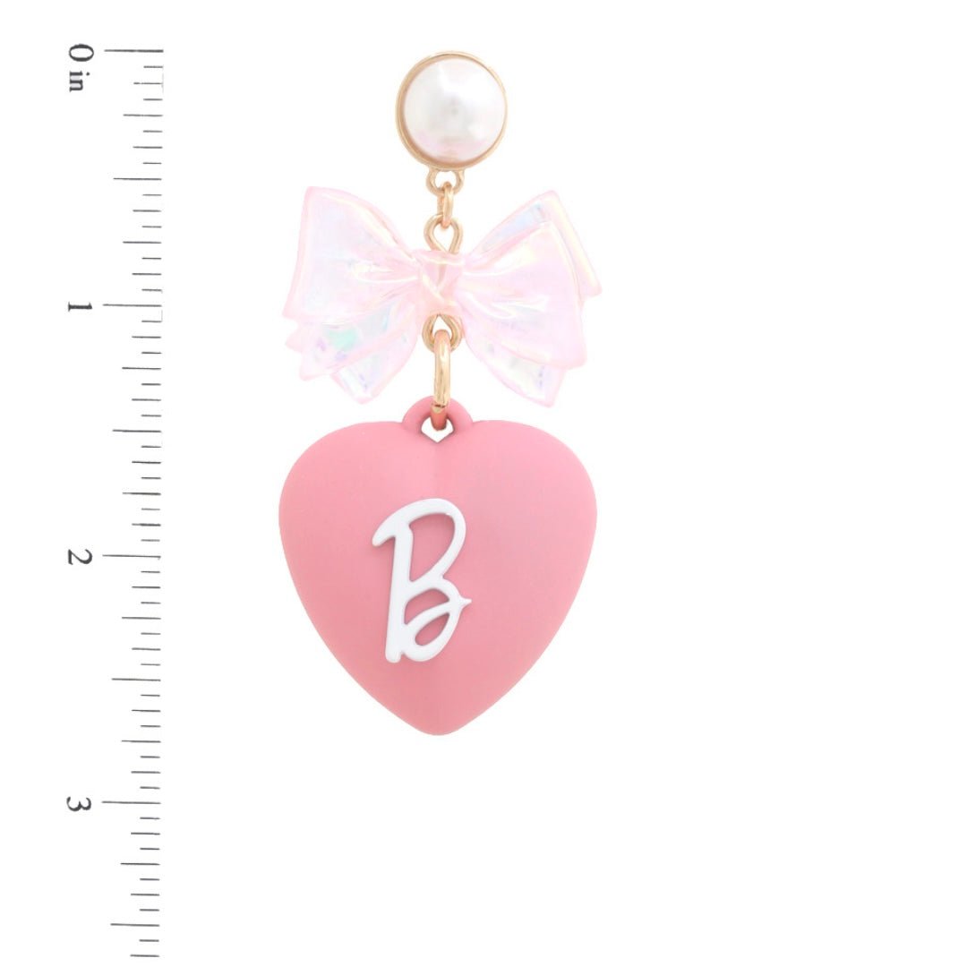 Barbie & Bow Pink Heart Earrings