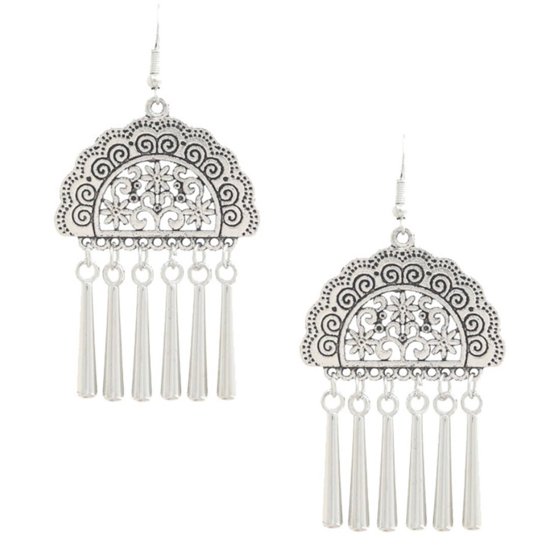 Janeiro Silver Statement Fringe Earrings