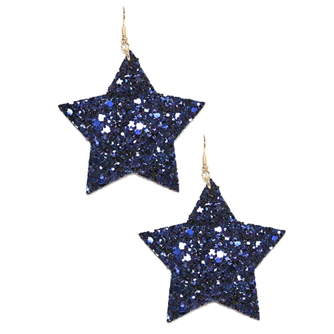 Sparkle Bright Navy Blue Glitter Star Earrings