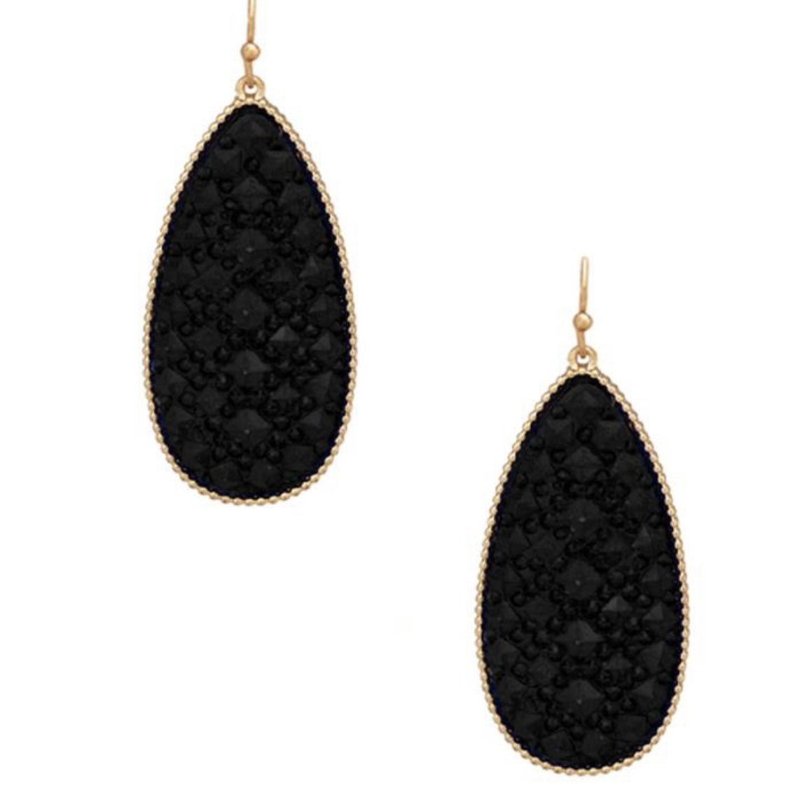 Black Stone Teardrop Earrings