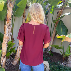 Janessa Chiffon Blouse in Wine - Dainty Hooligan