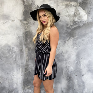 Secret Crush Stripe Wrap Romper - Dainty Hooligan