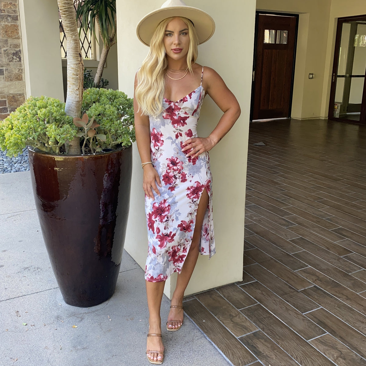 Romantic Getaway Floral Midi Bodycon Dress - Dainty Hooligan