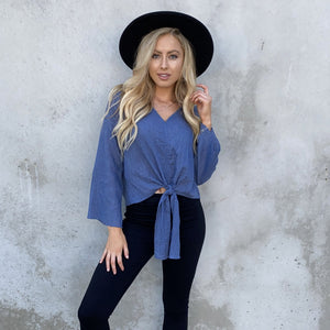 Never Back Down Blue Blouse - Dainty Hooligan