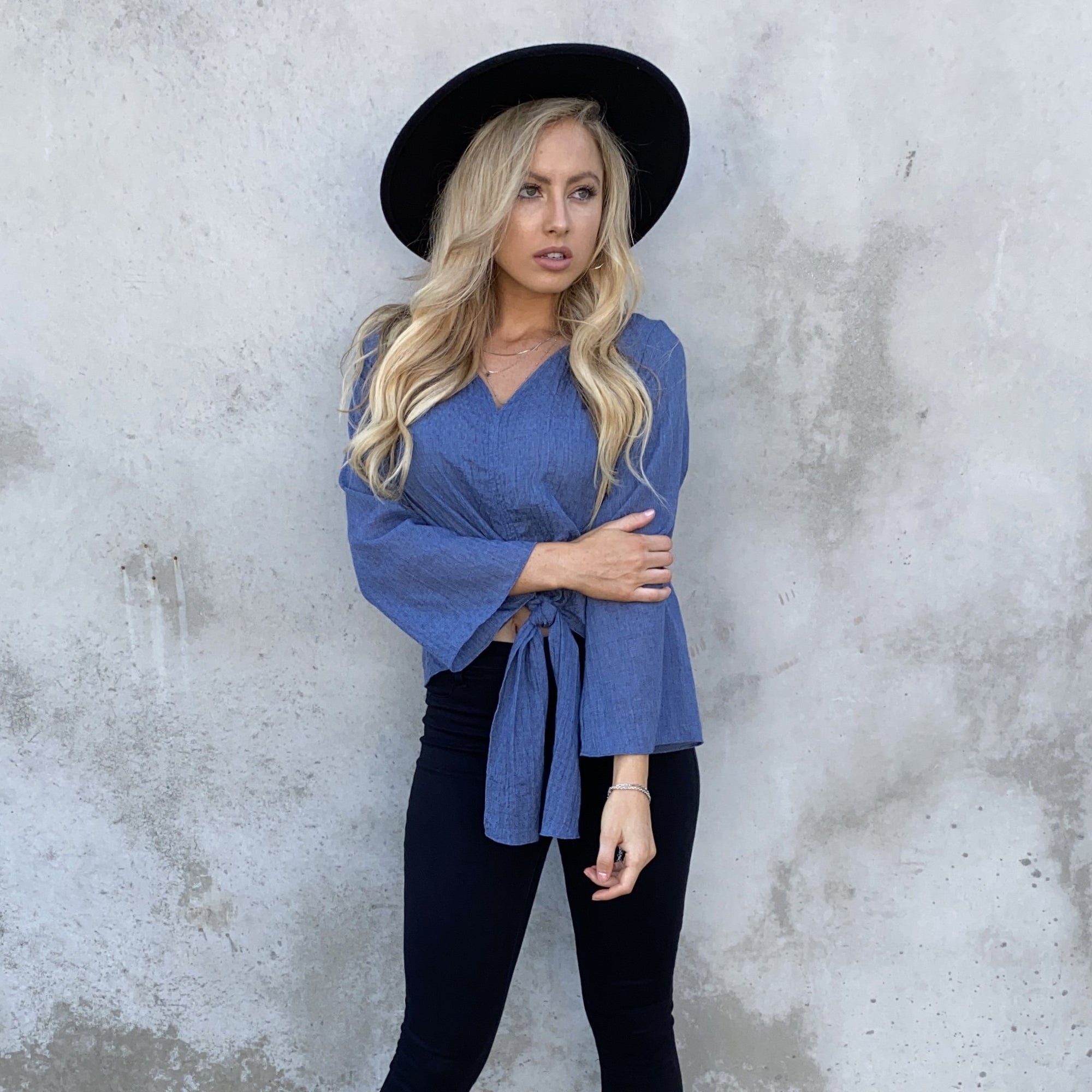 Never Back Down Blue Blouse - Dainty Hooligan