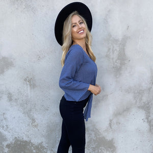 Never Back Down Blue Blouse - Dainty Hooligan