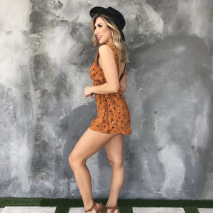 Always Abloom Floral Romper In Rust - Dainty Hooligan