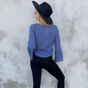 Never Back Down Blue Blouse - Dainty Hooligan