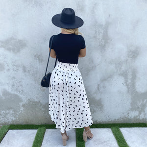 Take A Walk Black & Cream Print Maxi Skirt - Dainty Hooligan