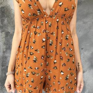 Always Abloom Floral Romper In Rust - Dainty Hooligan