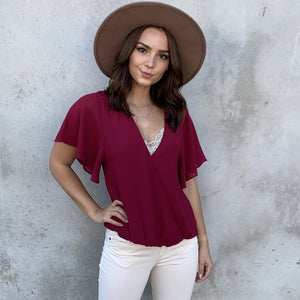 Dainty Philosophy Wrap Blouse in Wine - Dainty Hooligan