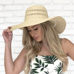 Straw Floppy Beach Hat In Natural - Dainty Hooligan