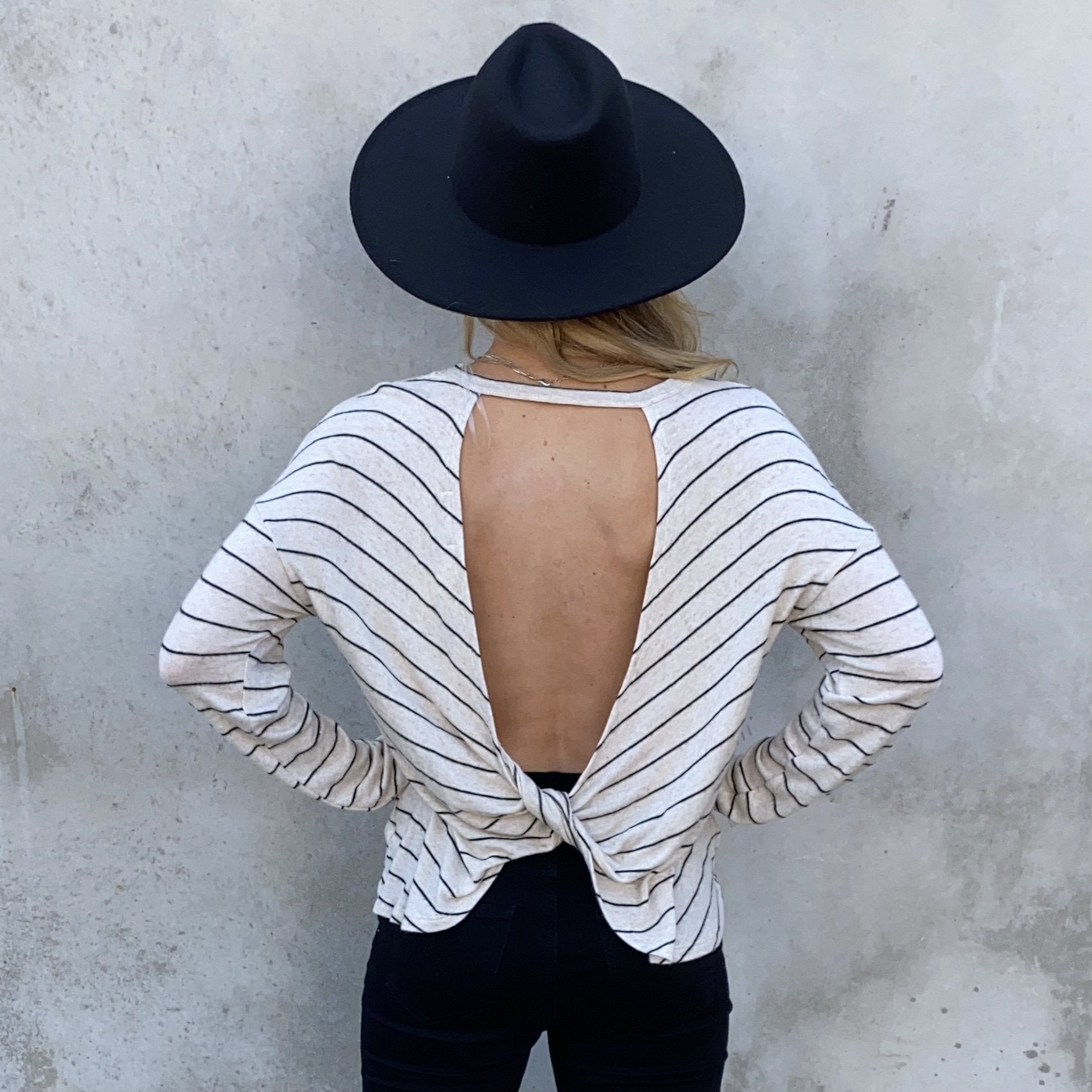 Elsa Fleece Stripe Back Sweater Top In Cream - Dainty Hooligan