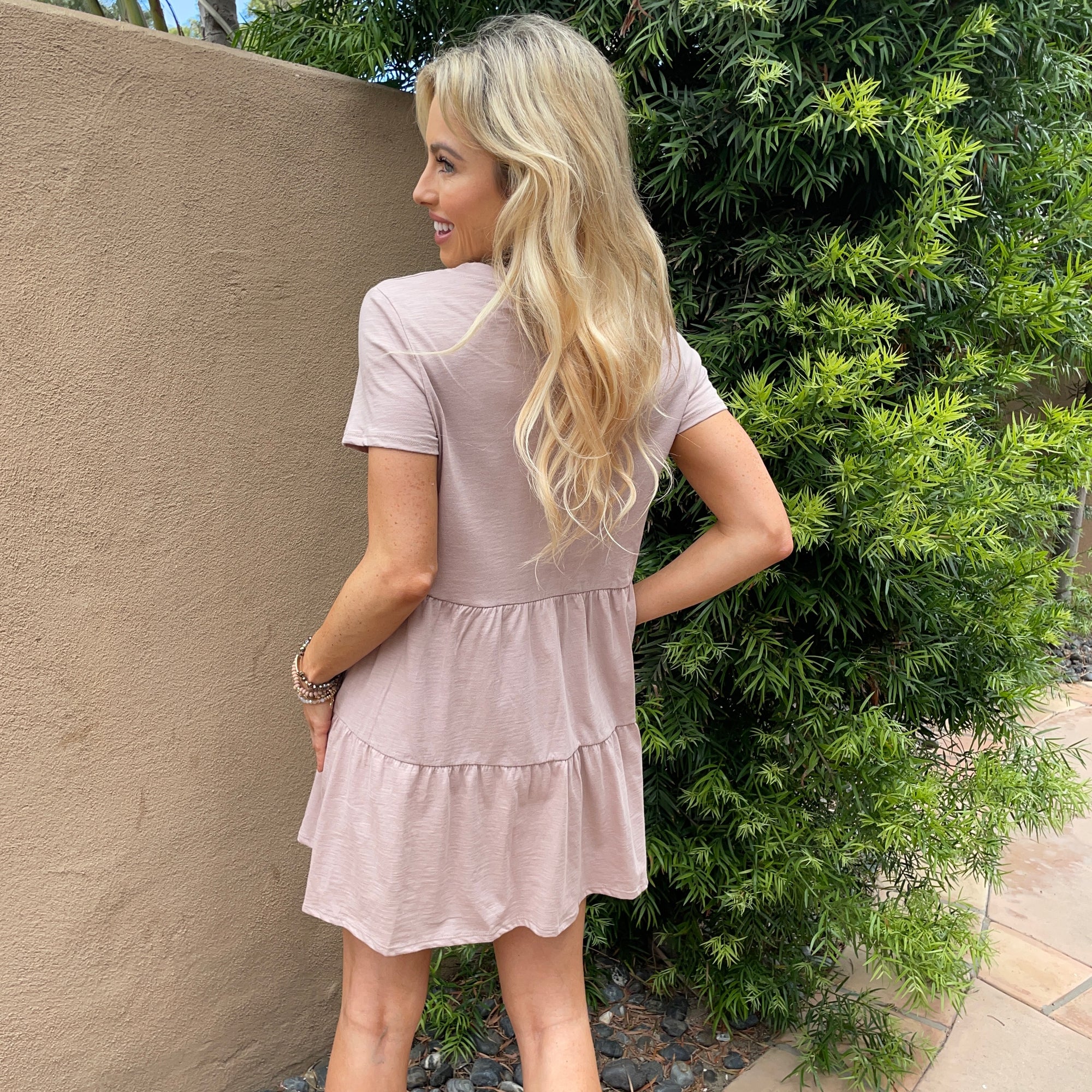 Babydoll Tiered T-shirt Dress in Tan - Dainty Hooligan Babydoll Tiered T-shirt Dress in Tan - Dainty Hooligan