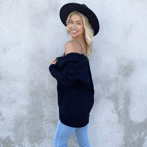 Dark Side Black Knit Cardigan Sweater - Dainty Hooligan