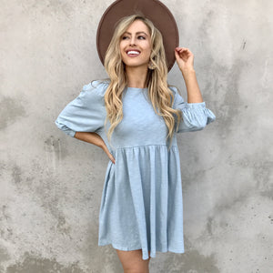 Bitter Sweet Babydoll Dress in Baby Blue - Dainty Hooligan