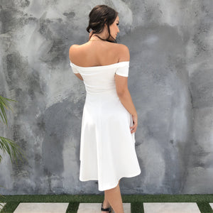 Yours Truly Hi Low White Strapless Midi Dress - Dainty Hooligan