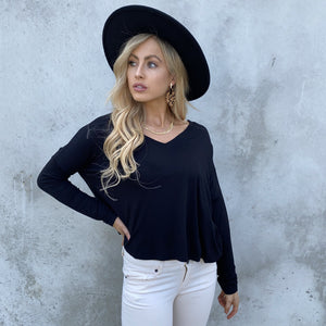 In Demand Long Sleeve Jersey Black Top - Dainty Hooligan