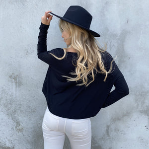 In Demand Long Sleeve Jersey Black Top - Dainty Hooligan