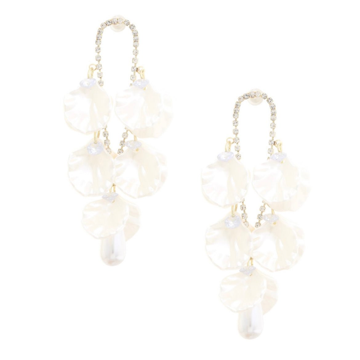 Mother of Pearl Crystal Chandelier Earrings