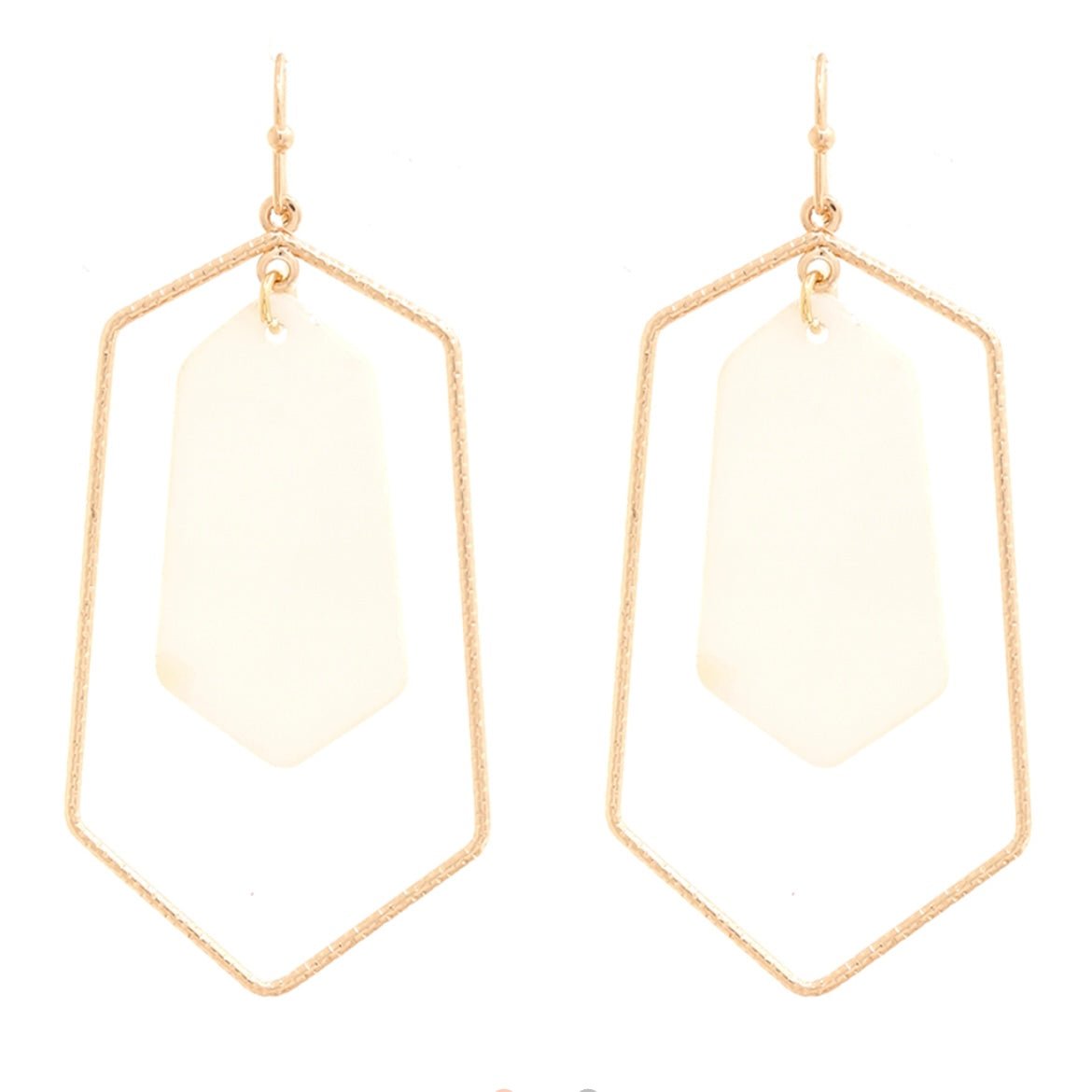 Mother of Pearl Geo Gold Earrings