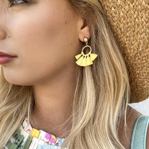 Lemondrop Fringe Yellow & Gold Mini Hoop Earrings - Dainty Hooligan