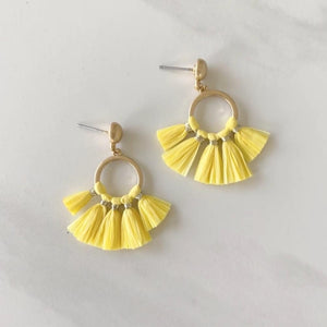 Lemondrop Fringe Yellow & Gold Mini Hoop Earrings - Dainty Hooligan