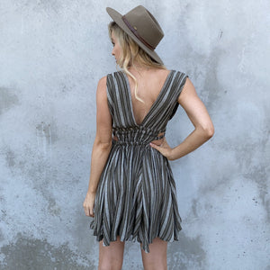 Harper Stripe Skater Dress in Olive - Dainty Hooligan