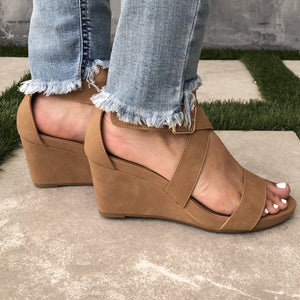 Lolita Ankle Wedges in Sand - Dainty Hooligan