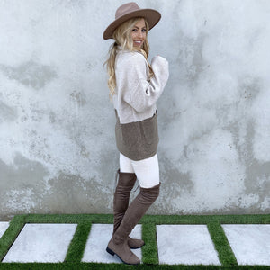 Natural Color Block Knit Button Up Sweater - Dainty Hooligan