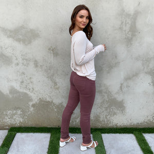 Classic Skinny Pants In Plum - Dainty Hooligan