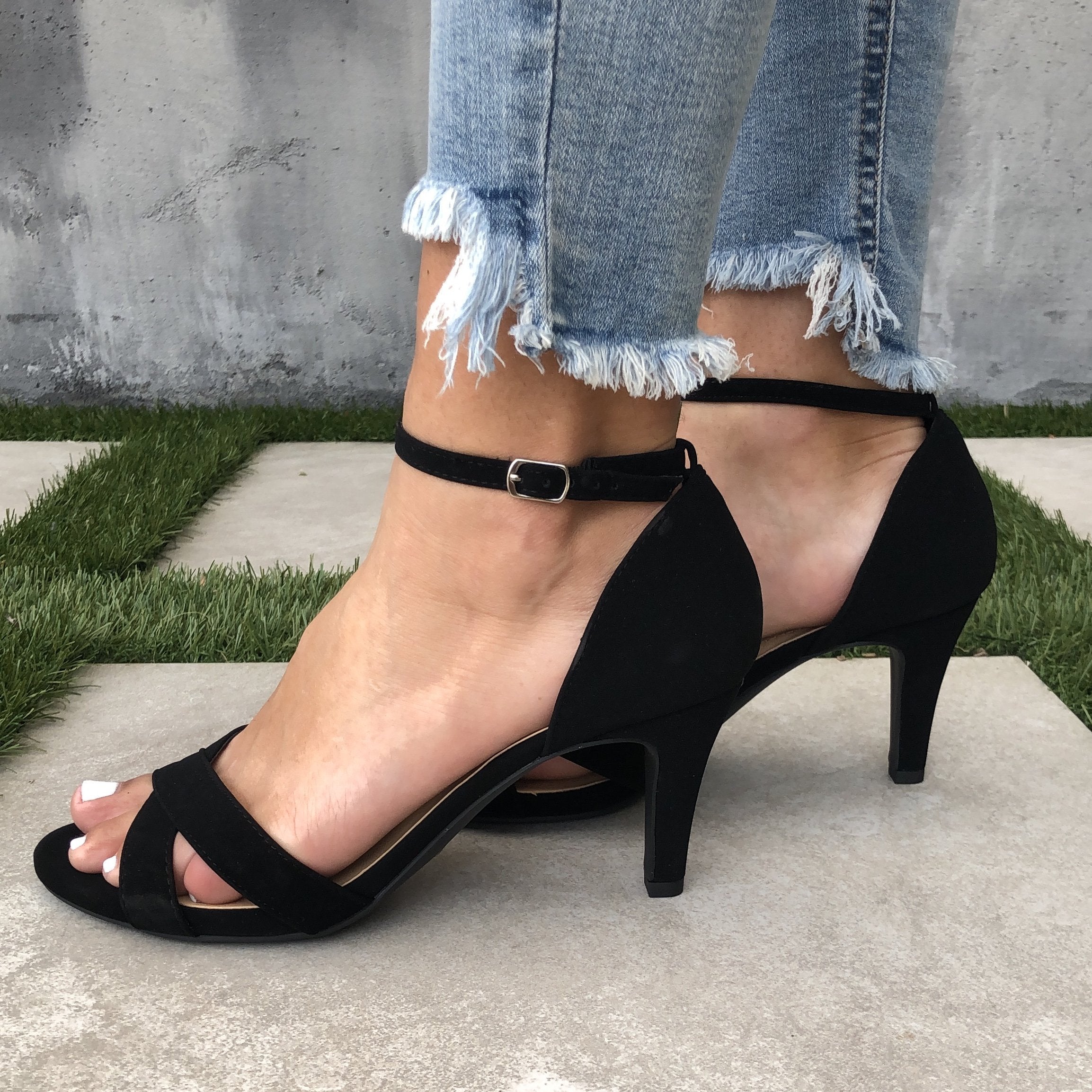 A Touch of Grace Ankle Heels in Black - Dainty Hooligan