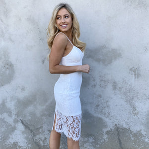 Untouchable White Lace Midi Dress - Dainty Hooligan