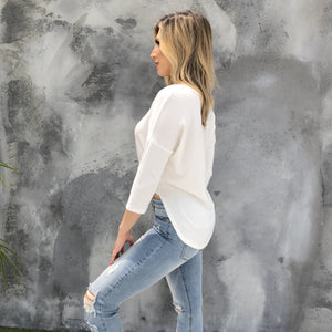 Well Rounded White Knit Top - Dainty Hooligan