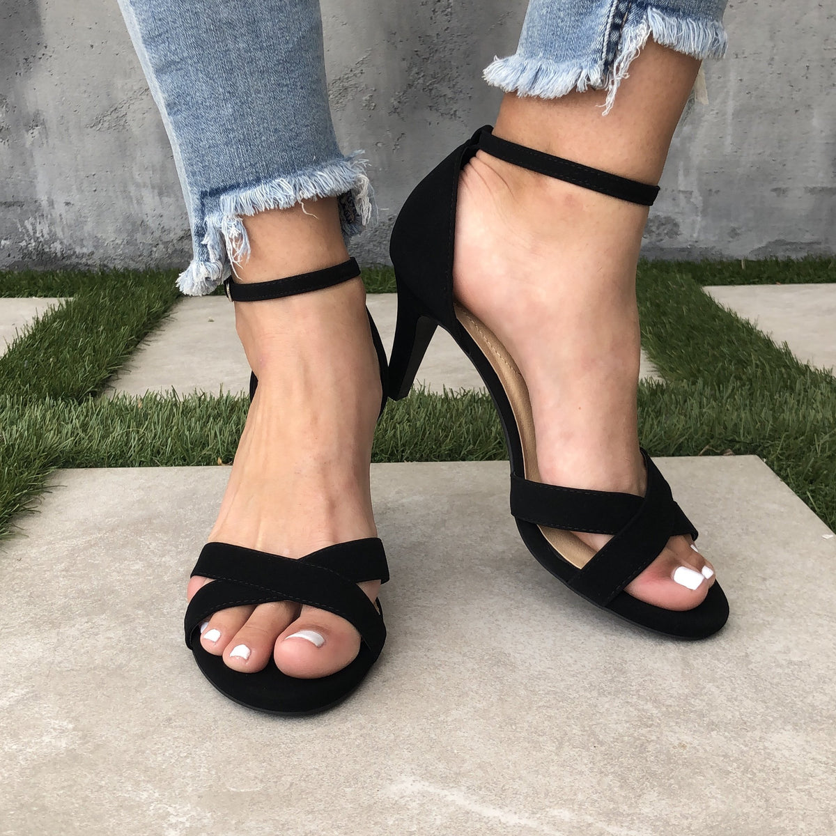 A Touch of Grace Ankle Heels in Black - Dainty Hooligan