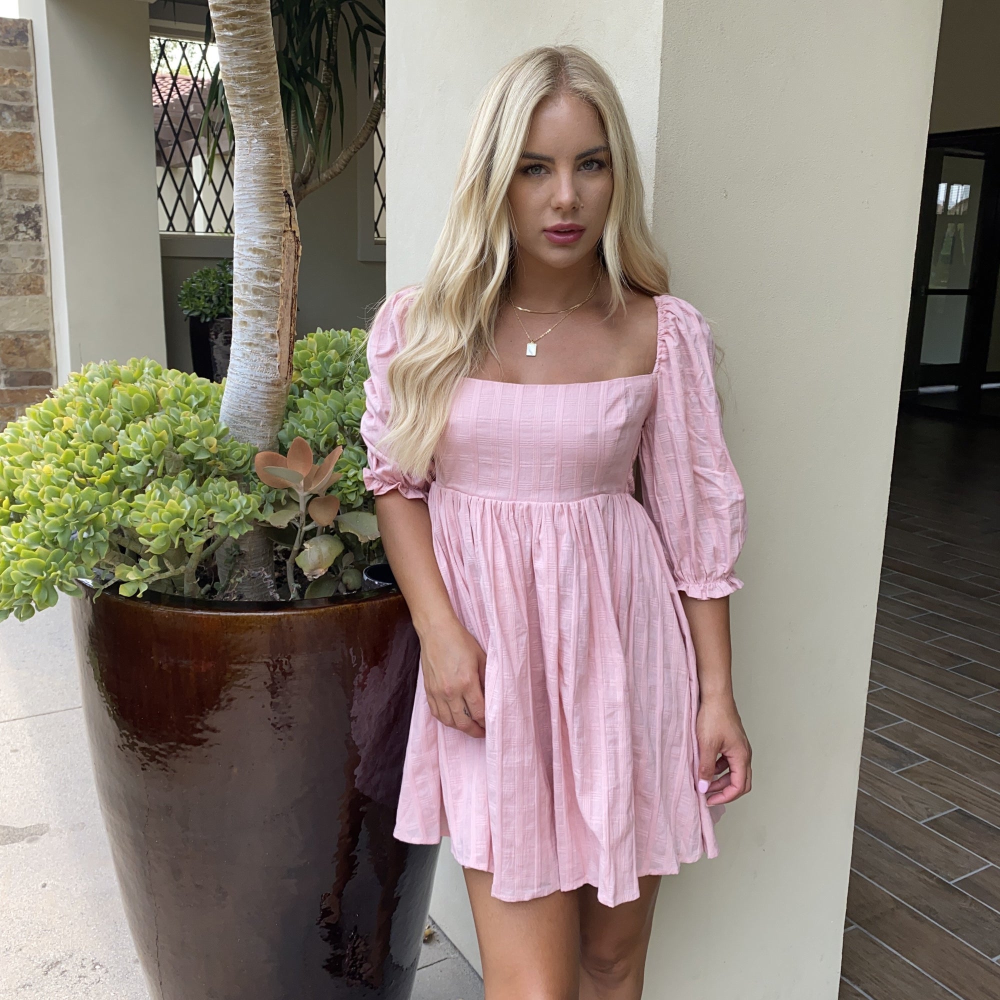 pink babydoll dress near me Pink Organza Mini Dress - Floral Babydoll Dress - Mini Dress