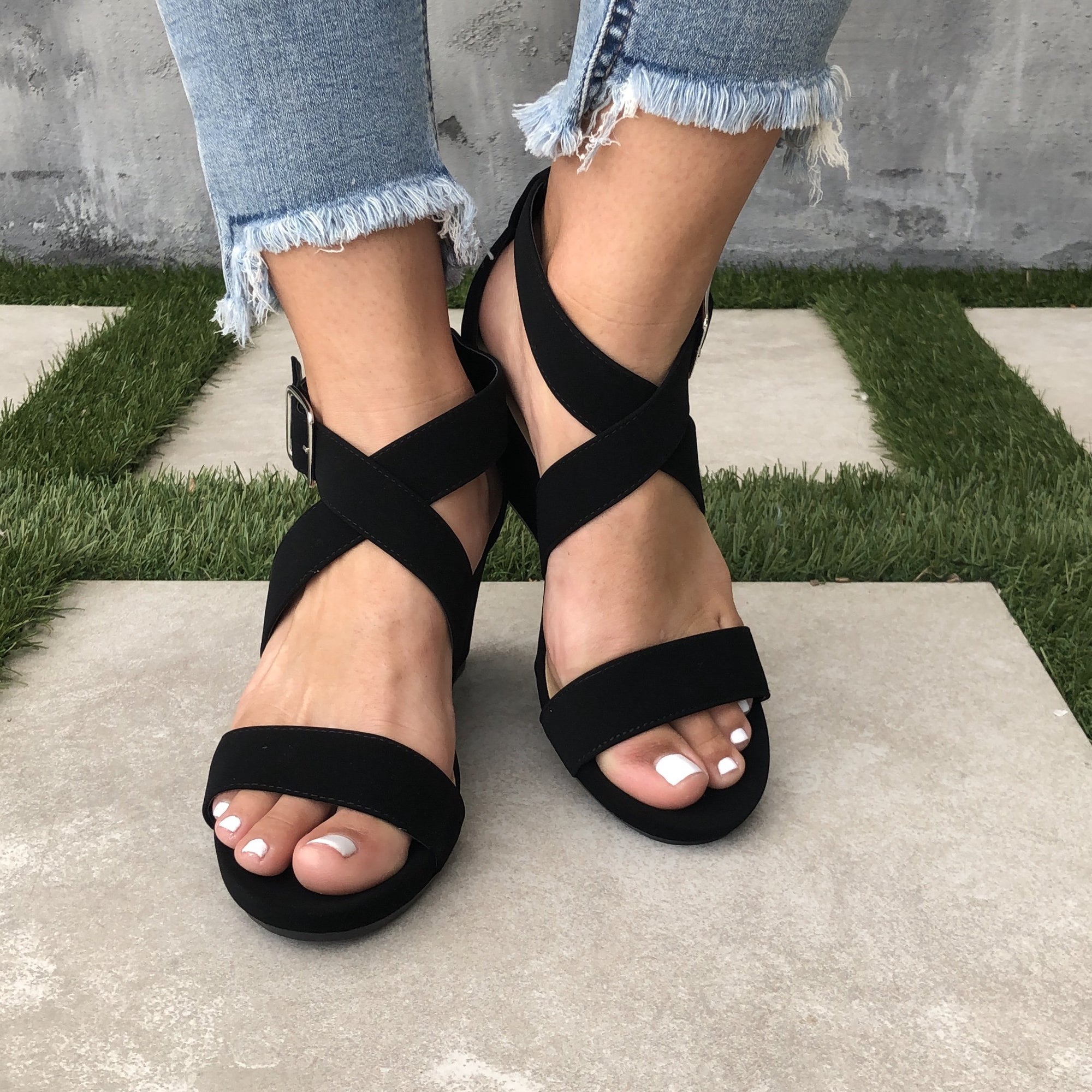 Lolita Ankle Wedges in Black - Dainty Hooligan