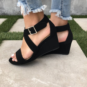 Lolita Ankle Wedges in Black - Dainty Hooligan