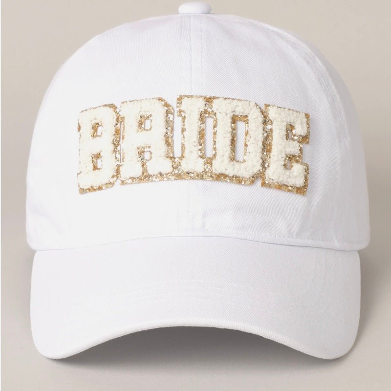 Bride in Gold & White Baseball Hat