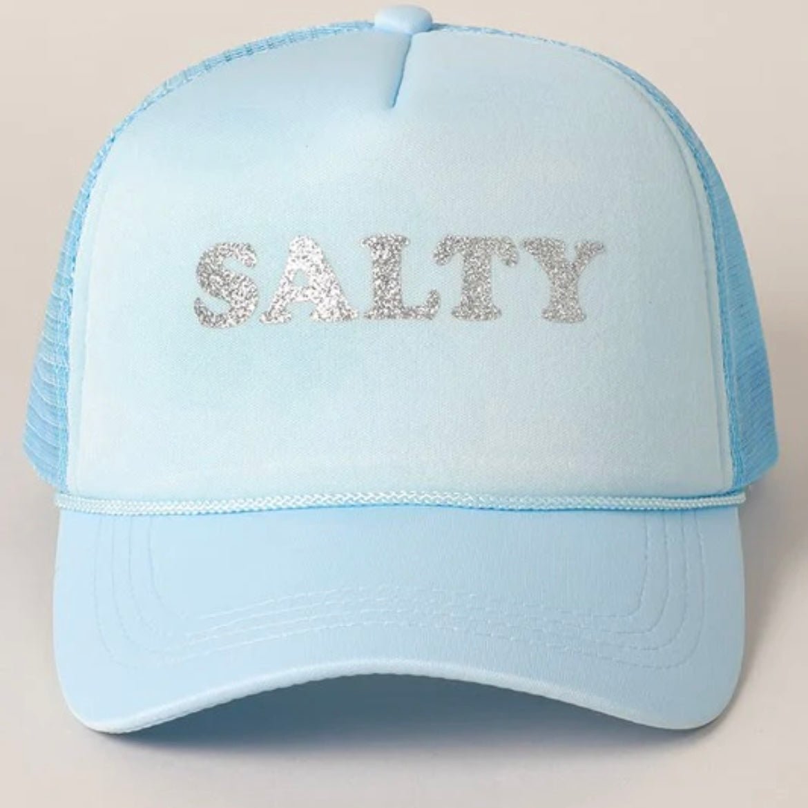 SALTY Silver Sparkle Trucker Hat in Blue