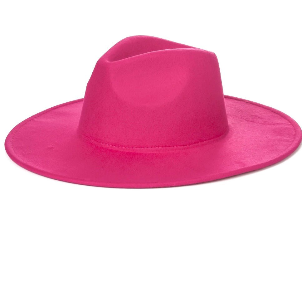Steal The Show Wide Brim Wool Hat In Hot Pink