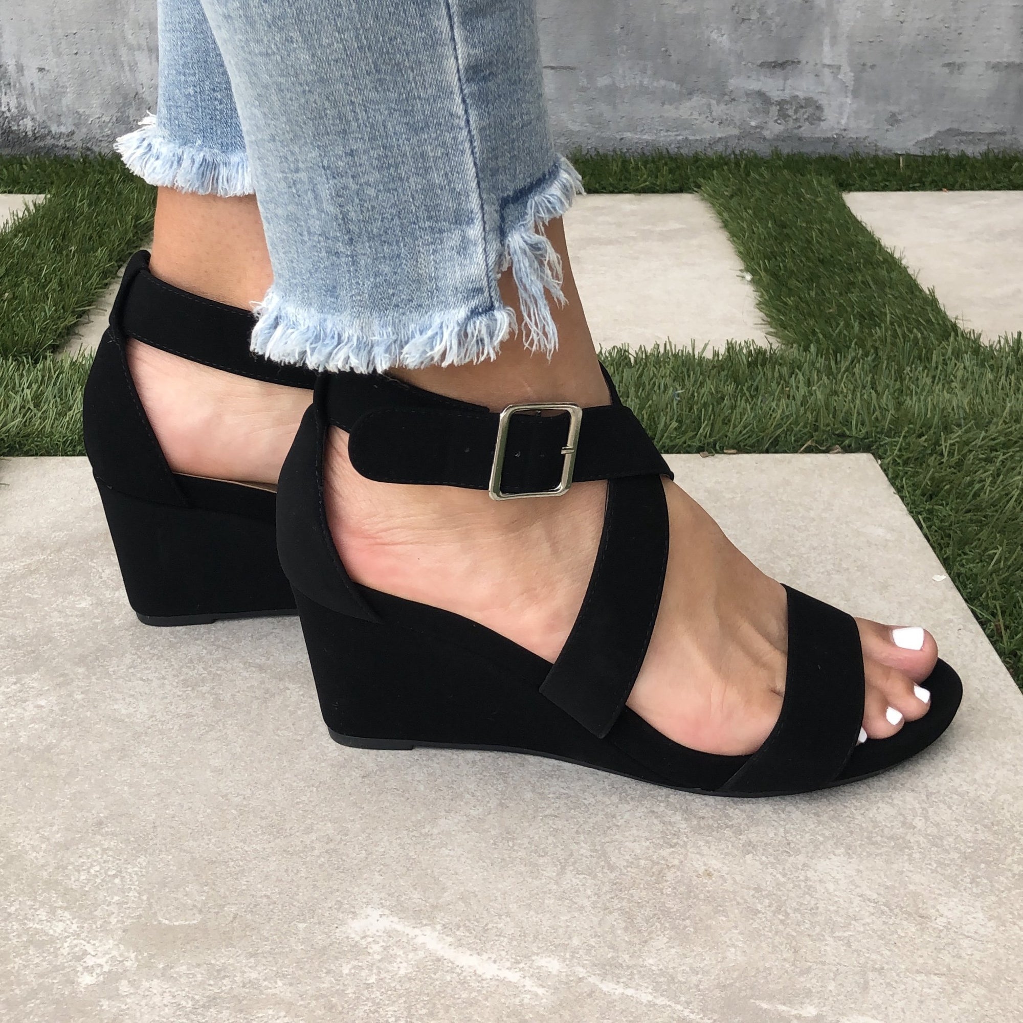 Lolita Ankle Wedges in Black - Dainty Hooligan