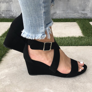 Lolita Ankle Wedges in Black - Dainty Hooligan