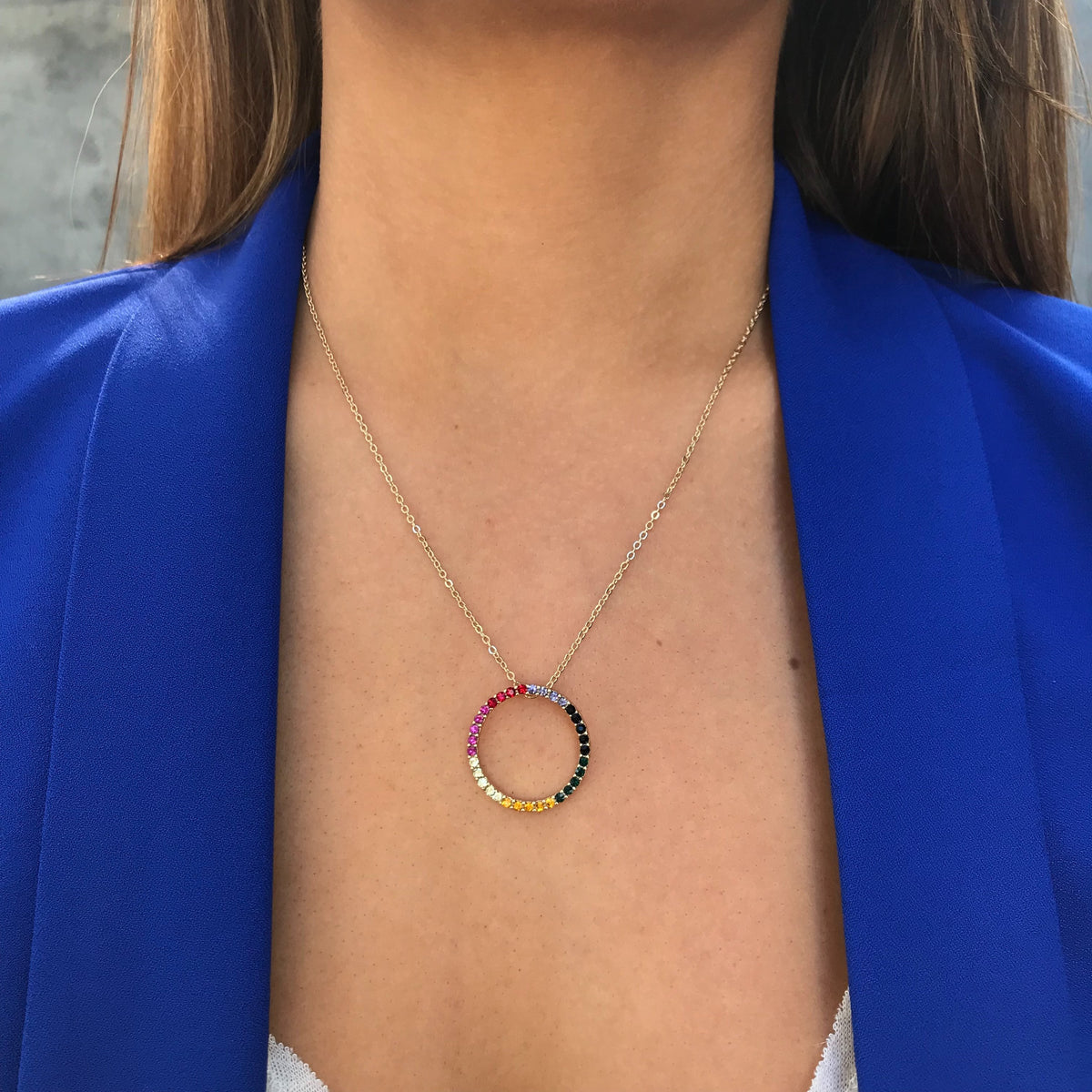 Rainbow Plated Crystal Necklace - Dainty Hooligan