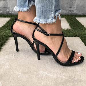 Polished Chic Open Toe Heels In Black - Dainty Hooligan